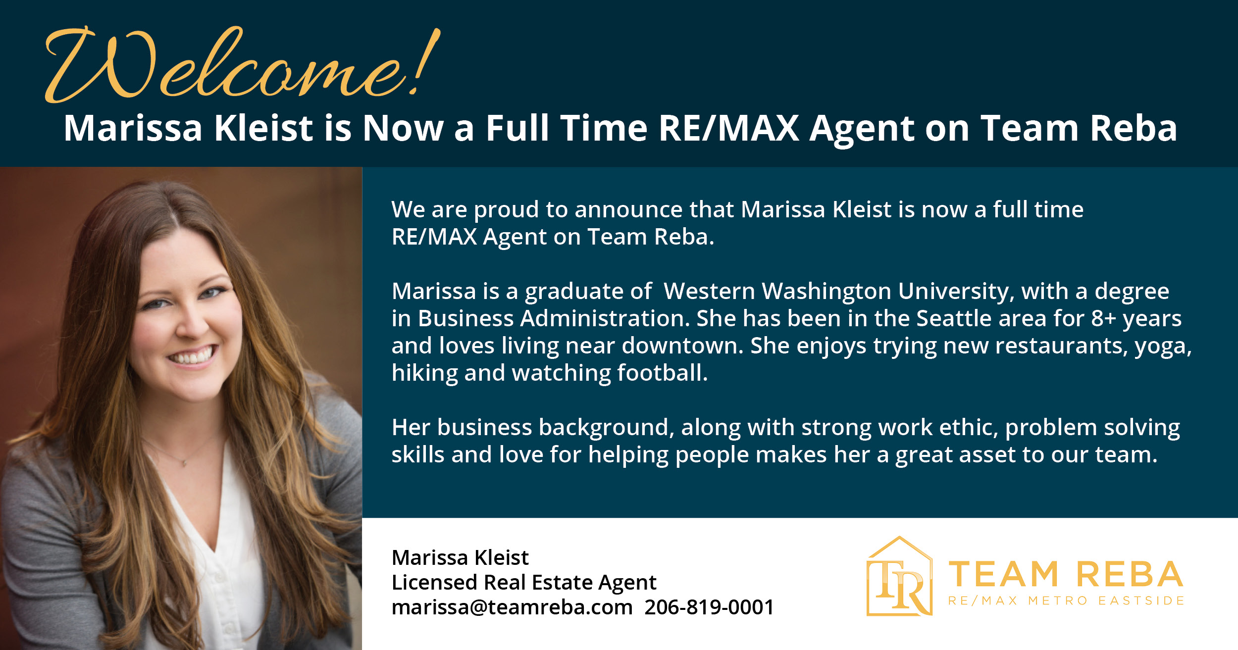 FB Announcement Marissa Kleist